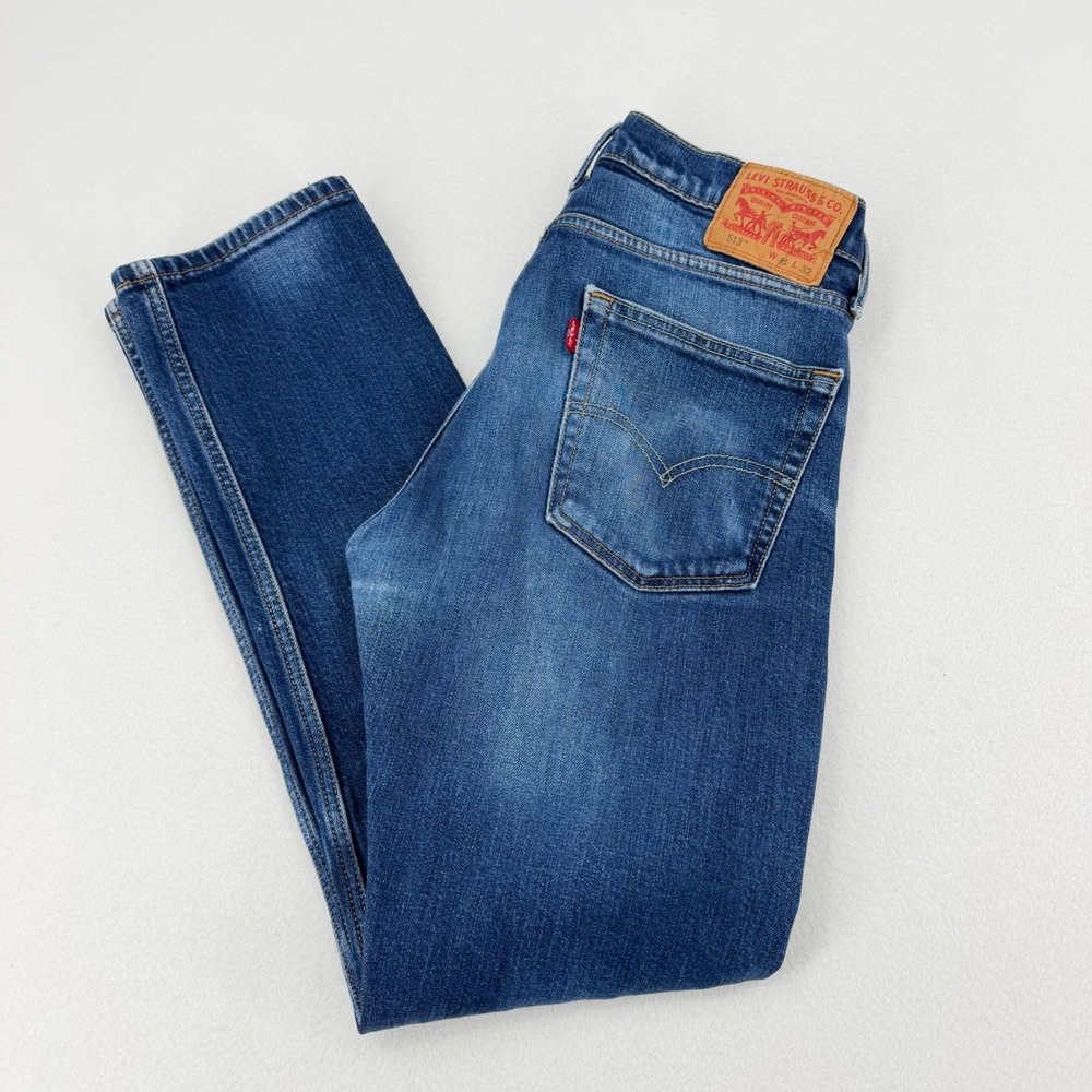 Levi's 513 Slim Straight Jeans Mens 31x32 Blue Medium Wash Denim Excellent